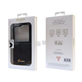 Galaxy Z Flip 5 Uyumlu Kılıf Guess Orjinal Lisanslı Yazı Logolu Glitter Script Kapak Siyah