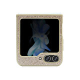 Galaxy Z Flip 5 Uyumlu Kılıf Guess Orjinal Lisanslı Yazı Logolu Glitter Script Kapak Gold
