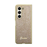 Galaxy Z Fold 5 Uyumlu Kılıf Guess Orjinal Lisanslı Yazı Logolu Glitter Script Kapak Gold