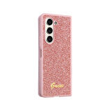 Galaxy Z Fold 5 Uyumlu Kılıf Guess Orjinal Lisanslı Yazı Logolu Glitter Script Kapak Pembe