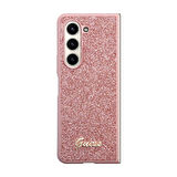 Galaxy Z Fold 5 Uyumlu Kılıf Guess Orjinal Lisanslı Yazı Logolu Glitter Script Kapak Pembe