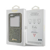 Galaxy Z Flip 5 Uyumlu Kılıf Guess Orjinal Lisanslı Yazı Logolu Glitter Flakes Kapak Haki