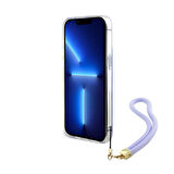 iPhone 15 Pro Max Kılıf Guess Orjinal Lisans Yazı Logolu Askı İpli Holografik Glitter Peony Mor