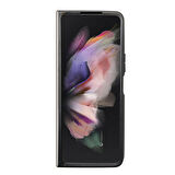 Galaxy Z Fold 5 Uyumlu Kılıf Guess Orjinal Lisanslı PU Deri Taşlı Üçgen Logo 4G Desenli Strass Siyah