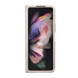 Galaxy Z Fold 5 Uyumlu Kılıf Guess Orjinal Lisanslı PU Deri Taşlı Üçgen Logo 4G Desenli Strass Pembe