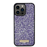 iPhone 15 Pro Max Uyumlu Kılıf Guess Orjinal Lisanslı Taşlı Arka Yüzey Metal Yazı Logolu Pembe Açık