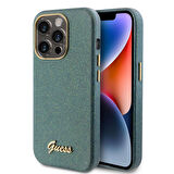 iPhone 15 Pro Max Uyumlu Kılıf Guess Orjinal Lisanslı Yazı Logolu Glitter Glossy Script Kapak Haki