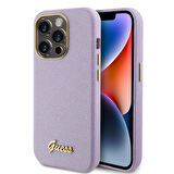 iPhone 15 Pro Max Uyumlu Kılıf Guess Orjinal Lisanslı Yazı Logolu Glitter Glossy Script Kapak Lila