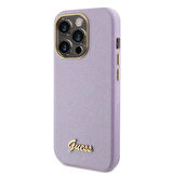 iPhone 15 Pro Max Uyumlu Kılıf Guess Orjinal Lisanslı Yazı Logolu Glitter Glossy Script Kapak Lila