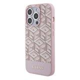 iPhone 15 Pro Max Uyumlu Kılıf Guess Orjinal Lisans Magsafe Şarj Özellik Yazı Logo GCube Desen Pembe