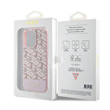 iPhone 15 Pro Max Uyumlu Kılıf Guess Orjinal Lisans Magsafe Şarj Özellik Yazı Logo GCube Desen Pembe