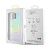 iPhone 15 Uyumlu Kılıf Guess Orjinal Lisanslı Magsafe Şarj Özellikli Yazı Logolu Iridescent Turkuaz