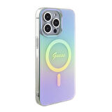 iPhone 15 Pro Max Uyumlu Kılıf Guess Orjinal Lisans Magsafe Şarj Özellik Yazı Logo Iridescent Turkua