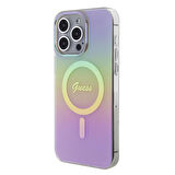 iPhone 15 Pro Max Uyumlu Kılıf Guess Orjinal Lisans Magsafe Şarj Özellik Yazı Logo Iridescent Pembe