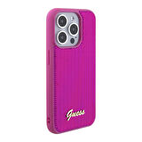 iPhone 15 Pro Kılıf Guess Orjinal Lisanslı Pullu Arka Yüzey Metal Yazı Logolu Sequin Script Pembe