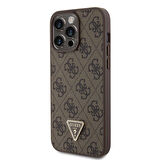 iPhone 15 Pro Max Kılıf Guess Lisanslı PU Deri Askılı Taşlı 4G Desenli Strass Crossbody Kahverengi