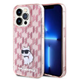 iPhone 15 Pro Uyumlu Kılıf Karl Lagerfeld IML C Monogram Orjinal Lisanslı Kapak Pembe
