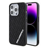 iPhone 15 Pro Uyumlu Kılıf Karl Lagerfeld Silikon 3D Multi Logo Orjinal Lisanslı Kapak Siyah