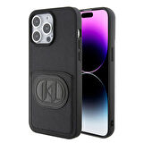 iPhone 15 Pro Max Uyumlu Kılıf Karl Lagerfeld Kartlıklı Saffiano K&L Patch Orjinal Lisanslı Siyah