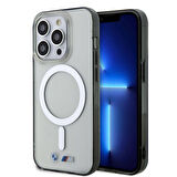 iPhone 15 Pro Max Uyumlu Kılıf BMW Magsafe Şarjlı Transparan Silver Ring Orjinal Lisanslı Kapak