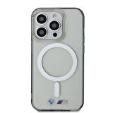 iPhone 15 Pro Max Uyumlu Kılıf BMW Magsafe Şarjlı Transparan Silver Ring Orjinal Lisanslı Kapak