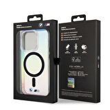 iPhone 15 Pro Max Uyumlu Kılıf BMW Magsafe Şarjlı Transparan Renk Geçişli Iridescent Orjinal Lisans
