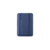 iPhone 15 Pro Max Uyumlu Kılıf SkinArma Şeffaf Magsafe Şarj Özellik Kado Kartlıklı Saido Kapak Mavi