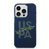 iPhone 15 Pro Max Kılıf U.S. Polo Assn. Orjinal Lisanslı Simli Parlak Alfabe Tasarım Kapak Lacivert