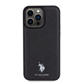 iPhone 15 Pro Max Kılıf U.S. Polo Assn. Orjinal Lisanslı HS Desenli Baskı Logolu Suni Deri Siyah