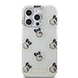 iPhone 15 Pro Kılıf Hello Kitty Orjinal Lisanslı Elektroplating Kaplama Kabarcık Baskılı Kapak Beyaz