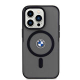iPhone 15 Pro Max Kılıf BMW Orjinal Lisanslı Magsafe Şarj Özellikli IML Baskı Logolu Buzlu Mat Siyah