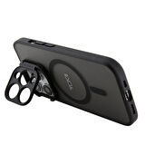 iPhone 15 Pro Max Kılıf TUMI Orjinal Lisanslı Magsafe Şarj Özellikli Kamera Standlı Buzlu Mat Siyah
