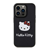 iPhone 15 Pro Uyumlu Kılıf Hello Kitty Orjinal Lisanslı İkonik Logolu 3D Rubber Kitty Head Siyah