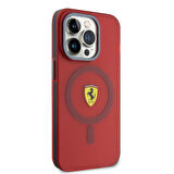 iPhone 15 Pro Uyumlu Kılıf Ferrari Orjinal Lisanslı Magsafe Şarj Özellikli Kontrast Bumper Kırmızı