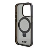 iPhone 15 Pro Kılıf TUMI Orj Lisanslı Magsafe Özellikli PC TPU Metal Logolu Ring Standlı Siyah