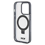 iPhone 15 Pro Kılıf TUMI Orj Lisanslı Magsafe Özellikli Metal Logolu Ring Standlı Silikon Beyaz