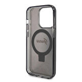 iPhone 15 Pro Uyumlu Kılıf Guess Orjinal Lisanslı Magsafe Özellikli Simli Ring Standlı Siyah