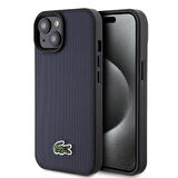 iPhone 15 Kılıf Lacoste Orjinal Lisanslı PU Pike Desenli İkonik Timsah Dokuma Logolu Kapak