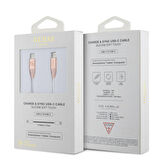 Type-c PD Şarj Kablosu Guess Orjinal Lisanslı Işıklı Kablo Ucu Hızlı Şarj Özellikli 3A 1.5M Pembe