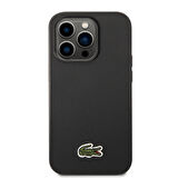iPhone 14 Pro Max Kılıf Lacoste Orjinal Lisanslı PU Pike Desenli İkonik Timsah Dokuma Logolu Siyah
