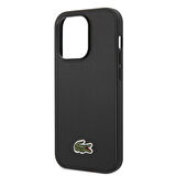iPhone 14 Pro Max Kılıf Lacoste Orjinal Lisanslı PU Pike Desenli İkonik Timsah Dokuma Logolu Siyah
