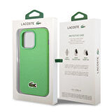 iPhone 14 Pro Kılıf Lacoste Orjinal Lisanslı PU Pike Desenli İkonik Timsah Dokuma Logolu Yeşil