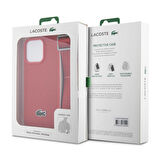 iPhone 15 Pro Max Kılıf Lacoste Orijinal Lisanslı PU Pike Desen Askılı İkonik Timsah Logolu Kırmızı