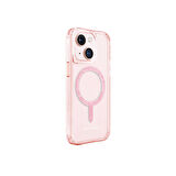 iPhone 15 Kılıf SkinArma Şeffaf Airbag Tasarımlı Magsafe Şarj Özellikli Saido Kapak Pembe