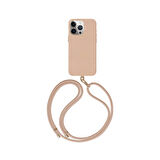 iPhone 15 Pro Uyumlu Kılıf Magsafe Şarj Özellik Soft Arka Yüzey Askı İpli Coehl Muse Kapak Rose Gold
