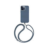 iPhone 15 Pro Max Uyumlu Kılıf Magsafe Şarj Özellik Soft Arka Yüzey Askı İpli Coehl Muse Kapak Mavi