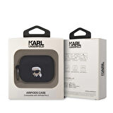 Airpods Pro 2 Uyumlu Kılıf Karl Lagerfeld Orjinal Lisanslı Karl 3D Silikon Siyah