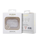 Airpods Pro 2 Uyumlu Kılıf Guess Orjinal Lisanslı 4G Desenli Taşlı 4G Süs Zincirli Pembe