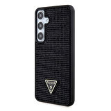 Galaxy S24 Plus Uyumlu Kılıf Guess Lisanslı Taşlı Arka Yüzey Üçgen Logolu Kapak Siyah