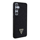 Galaxy S24 Plus Uyumlu Kılıf Guess Lisanslı Taşlı Arka Yüzey Üçgen Logolu Kapak Siyah